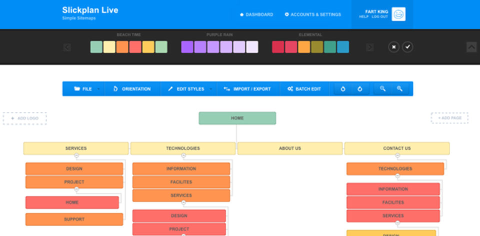 Slickplan screenshot: Create and Edit Sitemaps