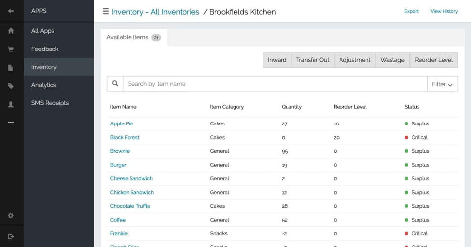 Manage inventory / recipe Screenshot