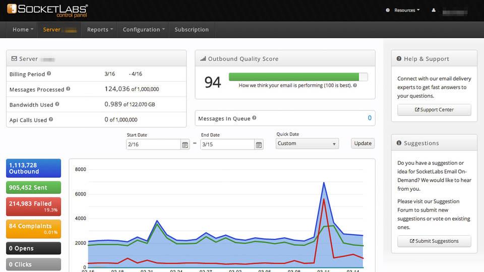 SocketLabs screenshot 2