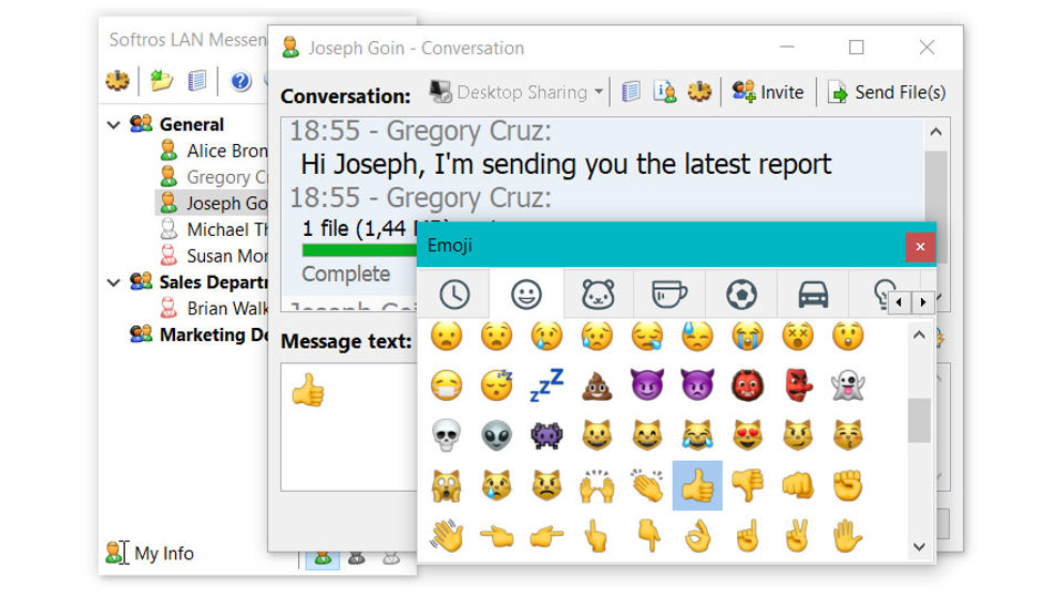 Emojis LAN Messenger screenshot
