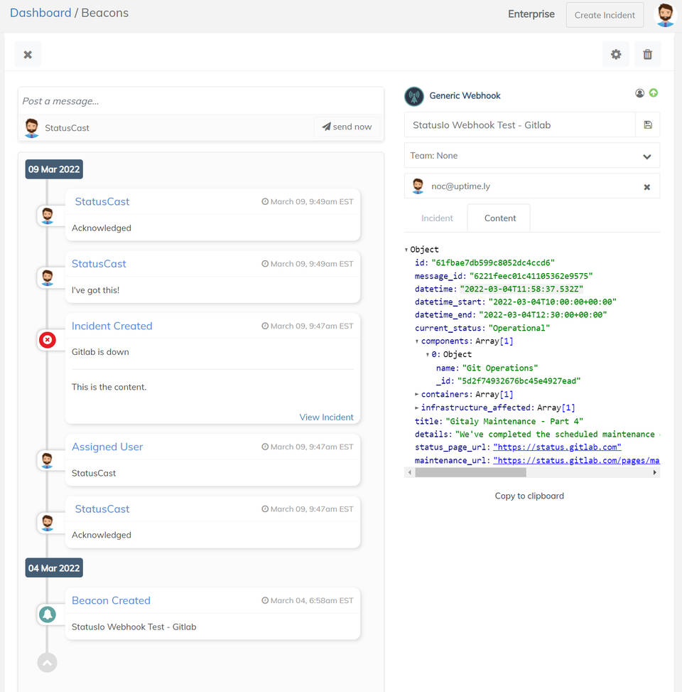 StatusCast Incident Management screenshot 1