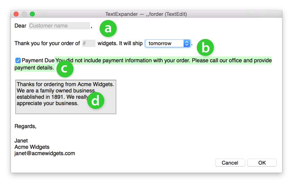 TextExpander screenshot 1