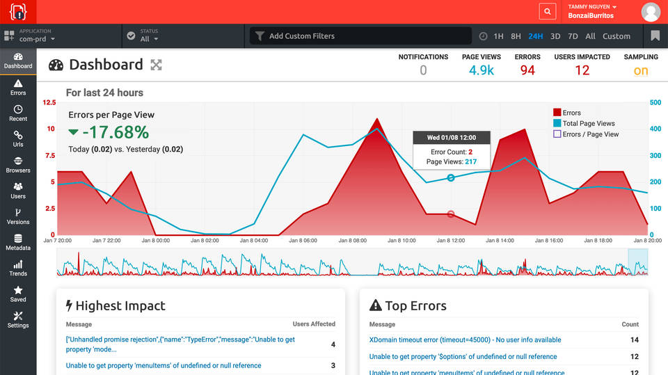 TrackJS screenshot 2