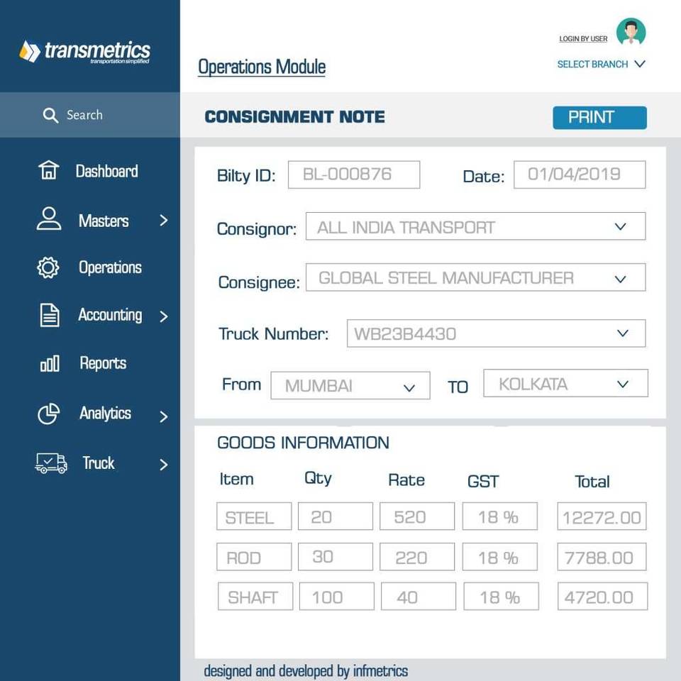 Transmetrics ERP screenshot 1