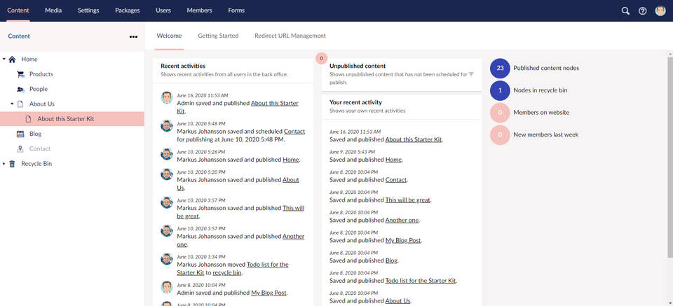 Umbraco CMS screenshot 1