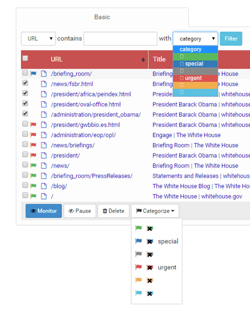 Versionista screenshot 1