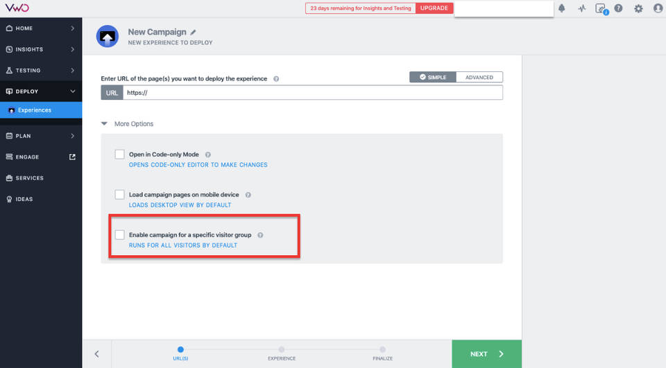 VWO Deploy screenshot 1