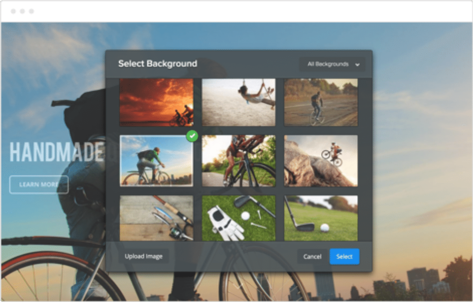 Weebly screenshot: Image background selection