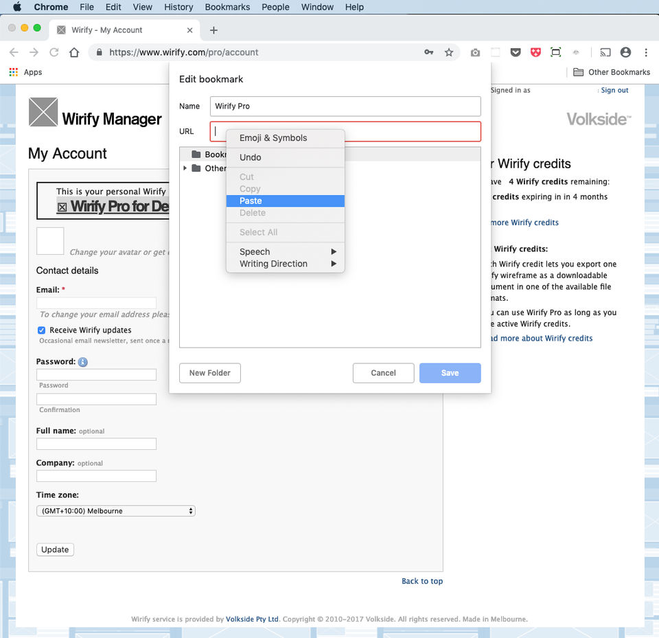 Install Wirify Pro bookmarklet on Chrome – Step 3