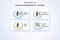 Visitor User Panel (Check-In / Check-Out Screen): Interactive welcome screen allowing visitors to quickly check-in, check-out, view daily visitors, and manage pre-appointments through a simple and modern interface.