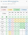 Color in each time slot: conflict, maybe, available, or preferred