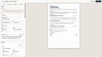 Split-view editor with live PDF preview updating in real time