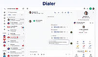 A smart business dialer interface designed for efficient inbound and outbound calling, featuring real-time call management, AI call summaries, call recording, contact management, messaging, and live call controls. The intuitive VoIP dialer helps sales and support teams improve productivity, streamline customer communication, and manage conversations from a single dashboard.