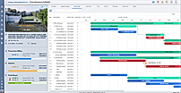 Synergix ERP project management Gantt chart with progressive billing, budget cost, and profit margin tracking