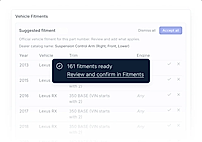Fitment review - every pulled part cataloged with verified fitment data