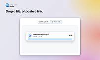 Audio and video files are uploaded directly or imported from a YouTube, Vimeo, or SoundCloud link, with a choice of 128 source languages.
