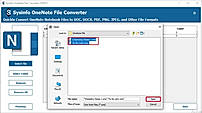 Choose OneNote files saved on your system, click Open, and then Next.
