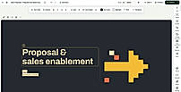 Editable proposal with section navigation and document controls (sample content).
