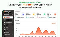 Digital visitor management dashboard showing visitor check-in statistics and analytics