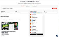 Distribution.ai's video generator with the full distribution channel list