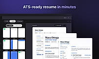 Eliten Resume Builder showing template selection and a live preview of a resume being formatted across multiple design options