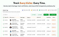 Visitor log management system showing check-in and check-out records