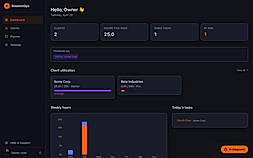 Dashboard where you can see clients data, upcoming tasks and more