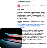 A seamless candidate experience starts here. Branded, guided invitations walk applicants through the process so they show up prepared — and you stay on schedule.
