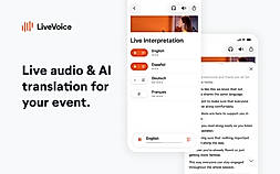 The LiveVoice listener app on a smartphone.