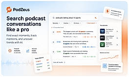 Search across podcast transcripts, summaries, topics, and episode content. Find exact moments with timestamped snippets, podcast context, and direct access to the full episode intelligence.