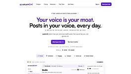 VoiceMOAT: AI writing tool for Twitter and LinkedIn, homepage.
