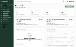 Compliance dashboard: open cases, recordable count, TRIR/DART, and upcoming deadlines at a glance