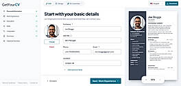 online resume builder UI