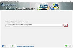 Launch EnCase Data Recovery software on your system. Select the EWF file from the system. Click Next to continue the process.