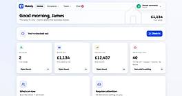 The Mately home dashboard, with today's wage bill and who's on now.