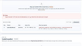 Manifest upload with dimension and unit check