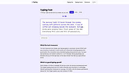 Free typing speed test with real sentences, measured in words per minute and accuracy.