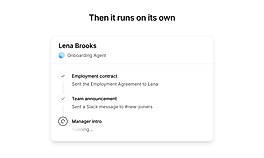 An onboarding run in progress, step by step