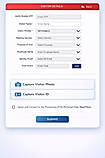 Digital Visitor Registration Form: Secure visitor entry form with OTP verification, photo capture, ID proof upload, meeting details, and consent confirmation for seamless check-in processing.
