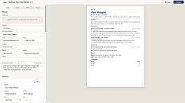 Split-view editor with live PDF preview updating in real time