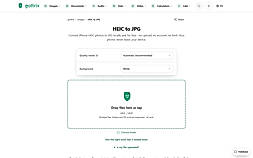 HEIC to JPG conversion - format-specific options and drop zone