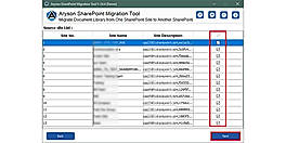 Select the Desired SharePoint Site from the Site list and click on the Next button.