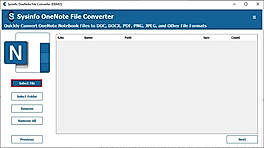 Click on Select Files/Select Folder to make .one file selection for conversion.