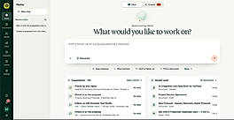 Propovo Home with AI chat, suggestions and recent work (sample workspace).