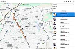 Tarsil Track board view showing all Riders live locations