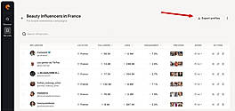 Influencer contacts export