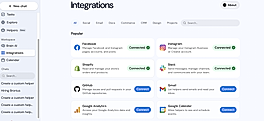 Integrations screen
