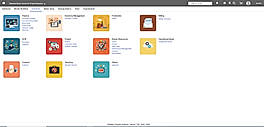 Synergix ERP dashboard showing integrated finance, inventory, production, SCM, project, HR, and contract modules