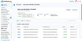 Real-time tracking and comprehensive history logs of all automated file sync operations, tracking total events, successes, source-to-destination paths, and exact timestamps across your integrated cloud platforms.