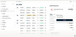 Bank transactions with automatic categorization
